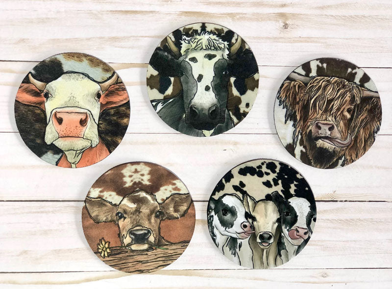 Cow Coasters (Set of 5)