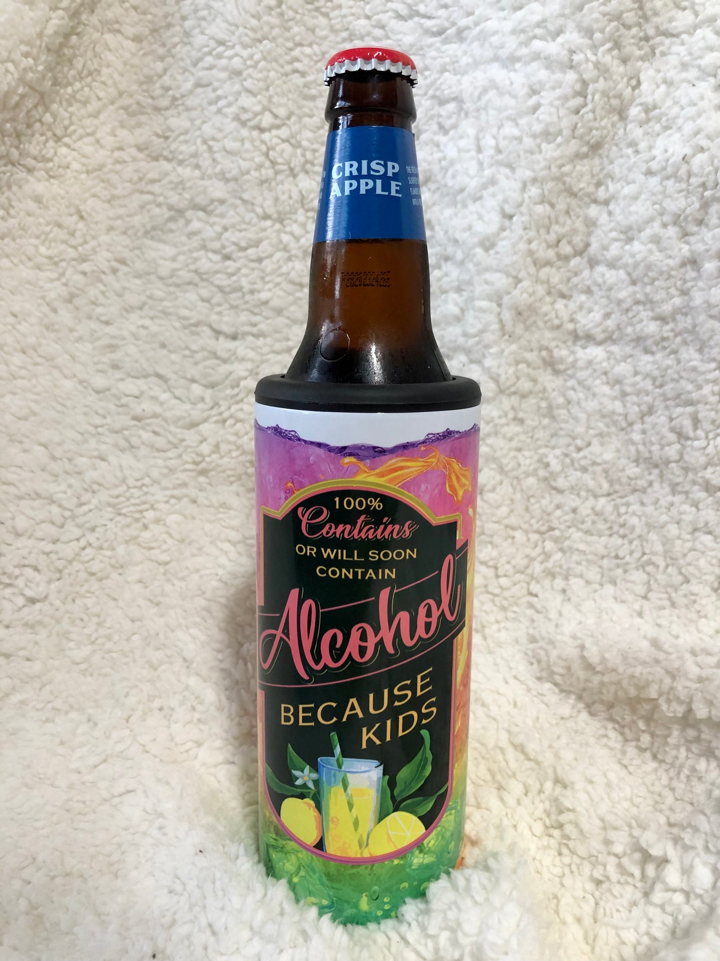 100% Contains Alcohol Because Kids 2-in-1 Can Koozie Tumbler