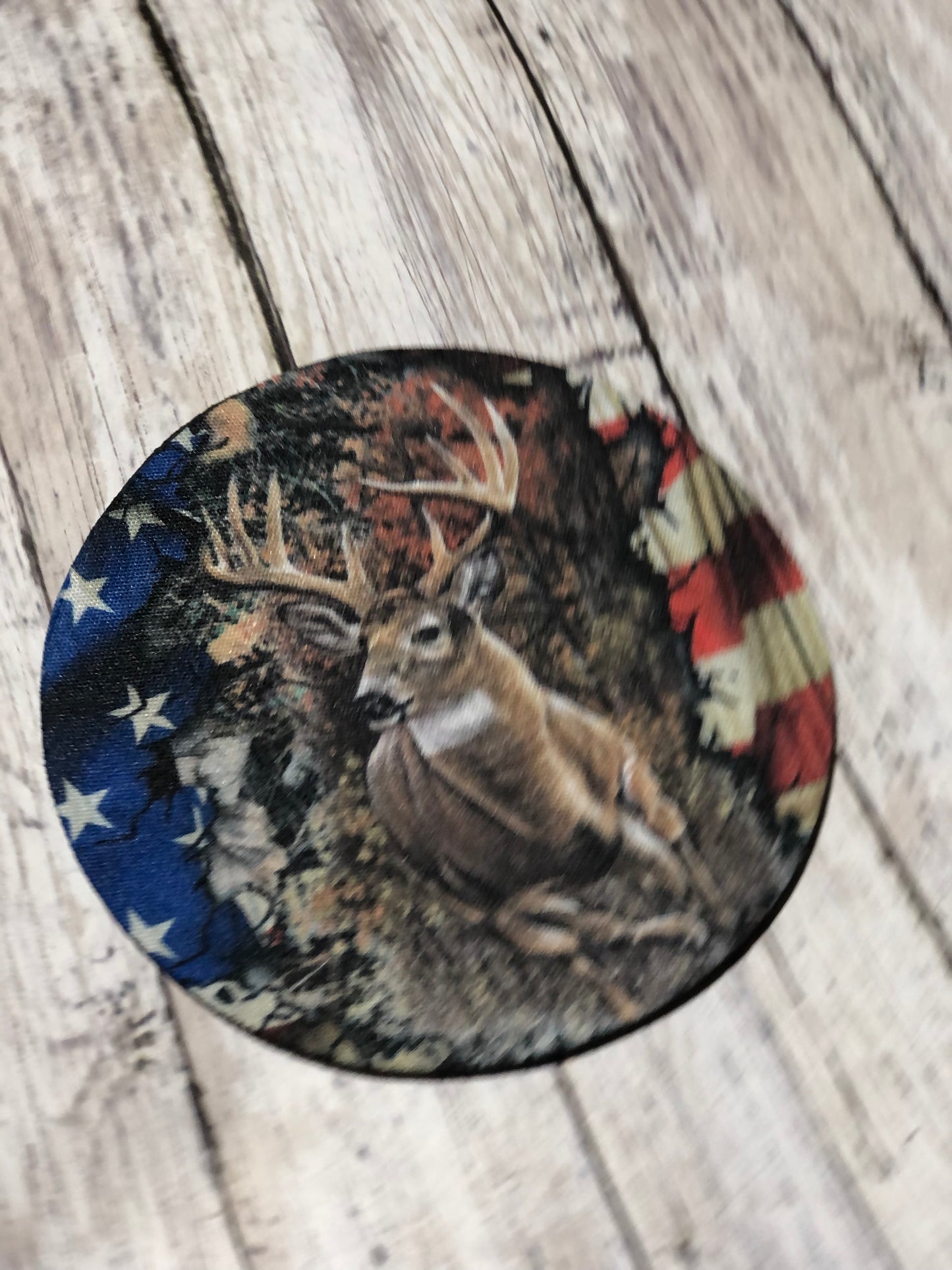 Whitetail Buck with Flag Coaster