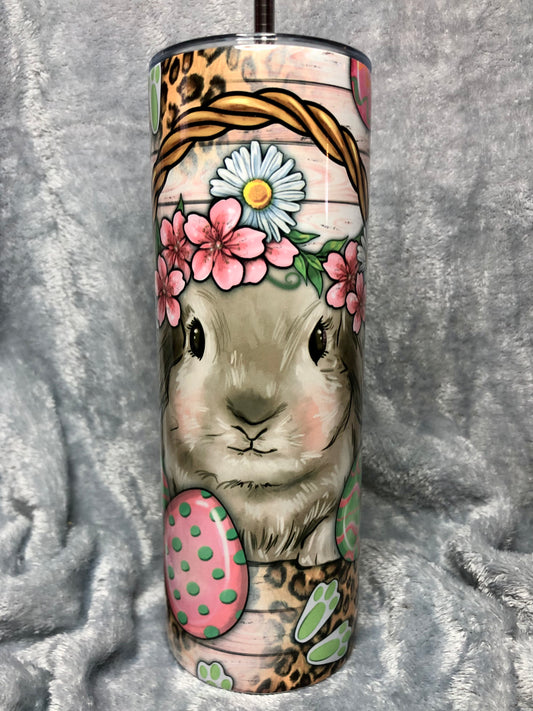 Easter Bunny with Leopard Print 20oz Tumbler