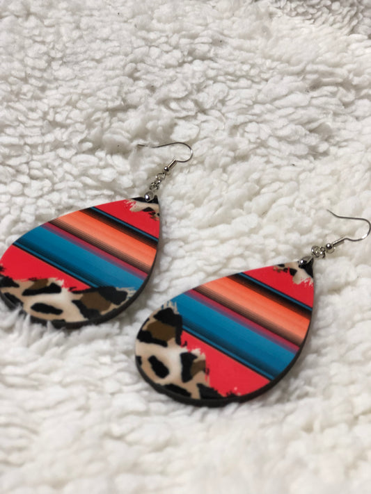 Serape and Leopard Print Earrings