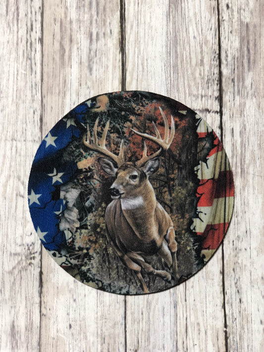 Whitetail Buck with Flag Coaster
