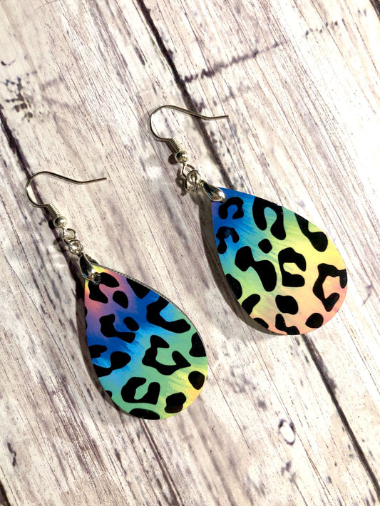 Tie Dye Leopard Print Earrings